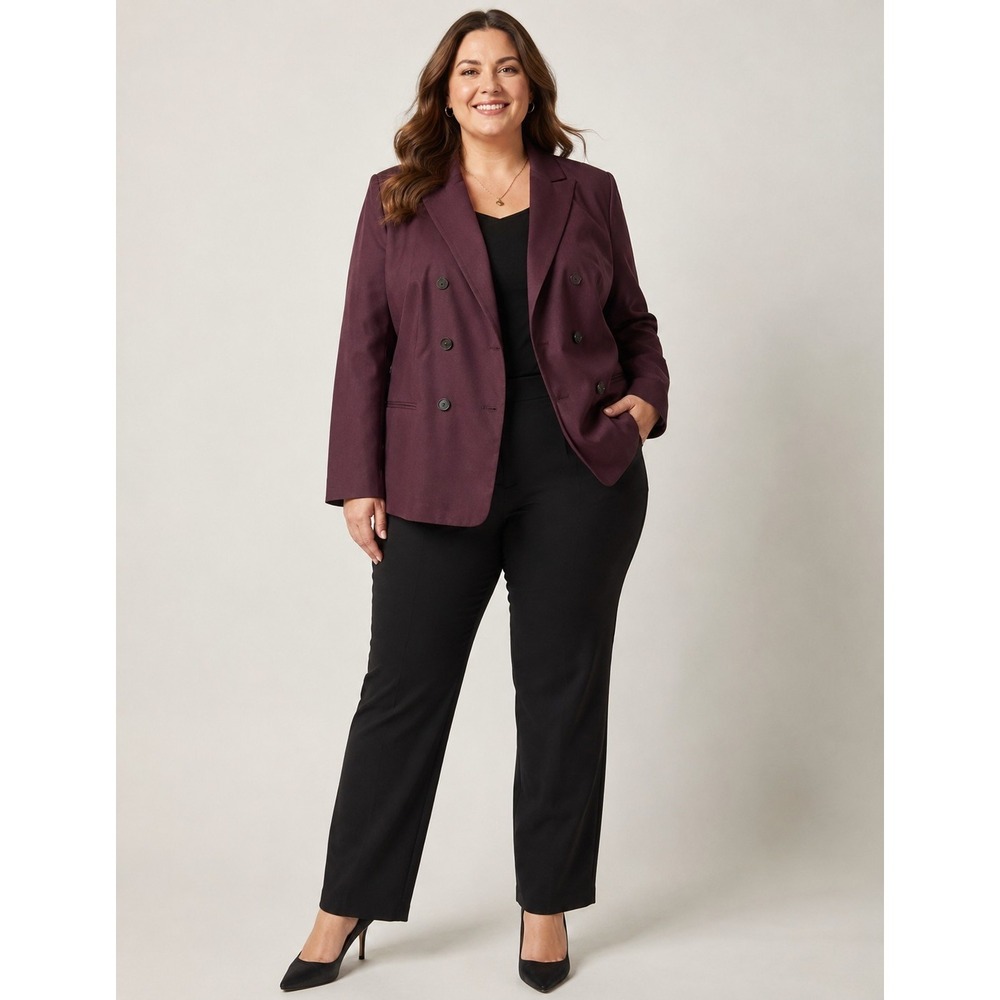 Talbots Double Breasted Wool Blend Blazer Jacket Plum Burgundy Corpcore Career‎